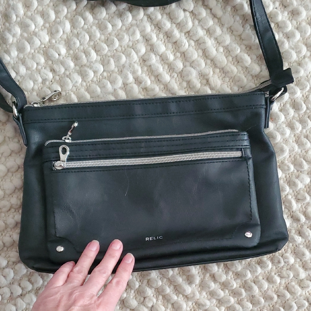 Relic Black Shoulder Bag with Silver Accents